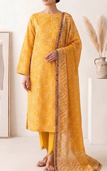 Humdum Mustard Lawn Suit | Pakistani Lawn Dress in USA- Image 1