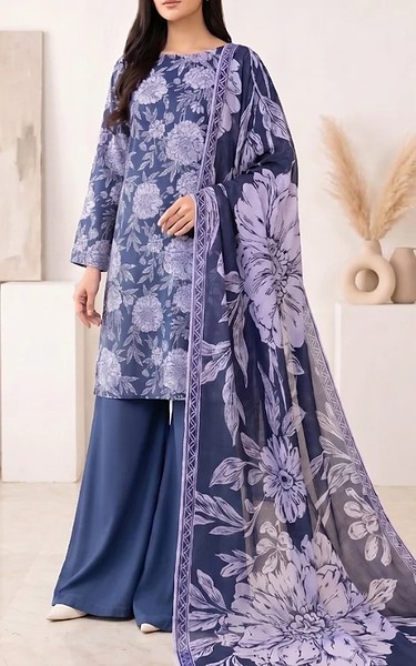 Humdum Dusk Blue/Off White Lawn Suit | Pakistani Lawn Dress in USA- Image 1