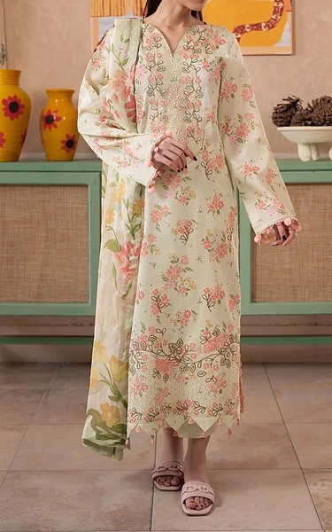 Humdum Ivory Lawn Suit | Pakistani Lawn Dress in USA- Image 1