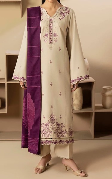 Humdum Ivory Wool Suit | Pakistani Winter Dresses in USA- Image 1