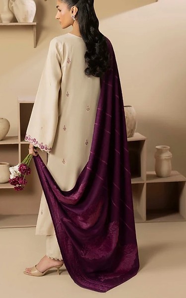 Humdum Ivory Wool Suit | Pakistani Winter Dresses in USA- Image 2