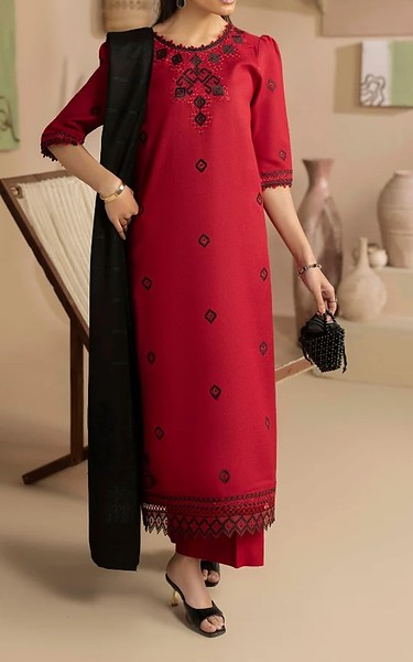 Humdum Wine Red Wool Suit | Pakistani Winter Dresses in USA- Image 1
