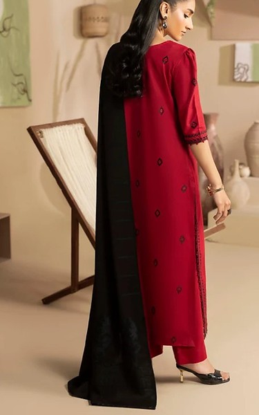 Humdum Wine Red Wool Suit | Pakistani Winter Dresses in USA- Image 2