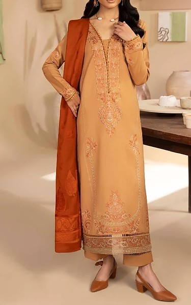 Humdum Sandy Brown Wool Suit | Pakistani Winter Dresses in USA- Image 1