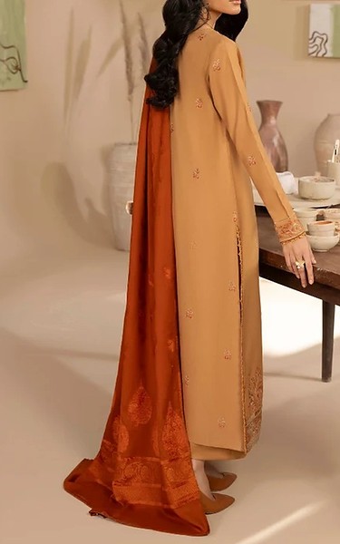 Humdum Sandy Brown Wool Suit | Pakistani Winter Dresses in USA- Image 2