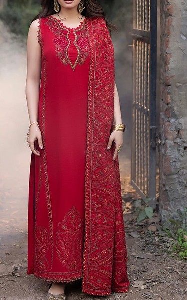 Humdum Solid Pink Karandi Suit | Pakistani Winter Dresses in USA- Image 1