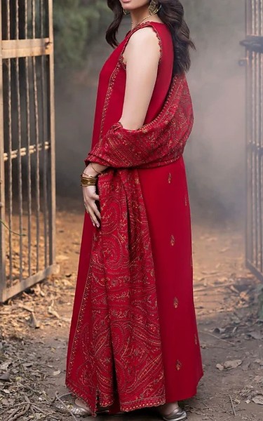 Humdum Solid Pink Karandi Suit | Pakistani Winter Dresses in USA- Image 2