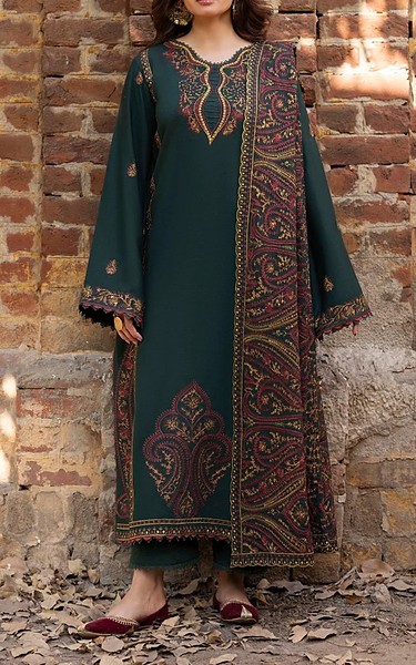 Humdum Teal Karandi Suit | Pakistani Winter Dresses in USA- Image 1