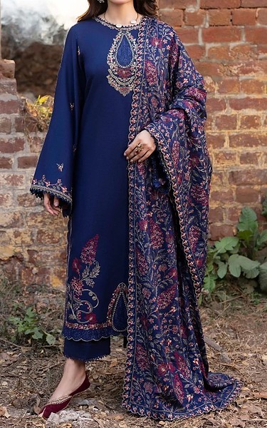 Humdum Blue Karandi Suit | Pakistani Winter Dresses in USA- Image 1