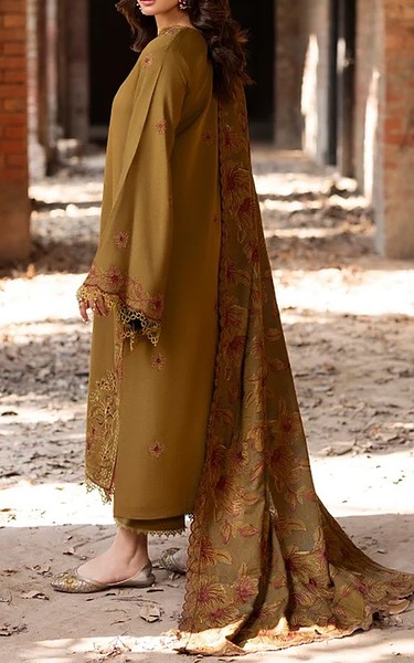 Humdum Olive Karandi Suit | Pakistani Winter Dresses in USA- Image 2