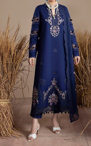 Humdum Blue Karandi Suit | Pakistani Winter Dresses in USA- Image 1