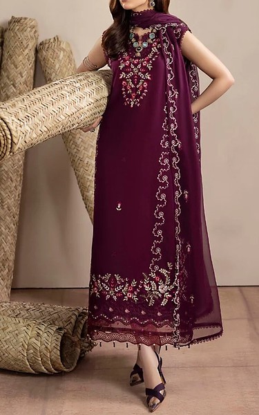 Humdum Wine Karandi Suit | Pakistani Winter Dresses in USA- Image 2