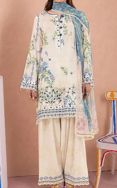 Image Off White Cotton Suit | Pakistani Lawn Dress in USA- Image 1