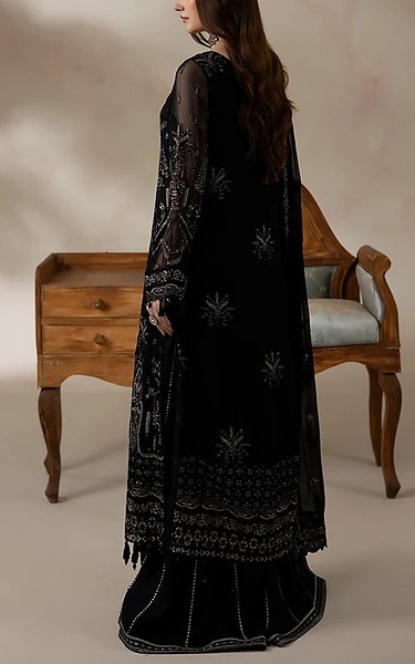 Imrozia Black Chiffon Suit | Pakistani Embroidered Chiffon Dresses USA- Image 2