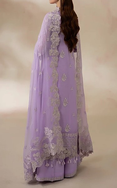 Imrozia Lilac Chiffon Suit | Pakistani Embroidered Chiffon Dresses USA- Image 2