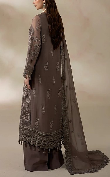 Imrozia Congo Brown Chiffon Suit | Pakistani Embroidered Chiffon Dresses USA- Image 2