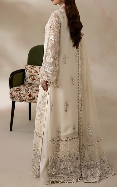 Imrozia Off White Chiffon Suit | Pakistani Embroidered Chiffon Dresses USA- Image 3
