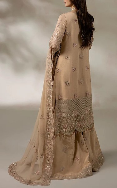 Imrozia Fawn Chiffon Suit | Pakistani Embroidered Chiffon Dresses USA- Image 2