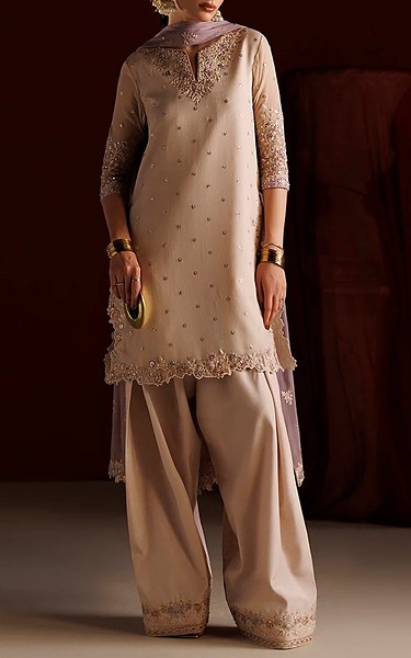 Iznik Powder Pink Chiffon Suit | Pakistani Embroidered Chiffon Dresses USA- Image 1