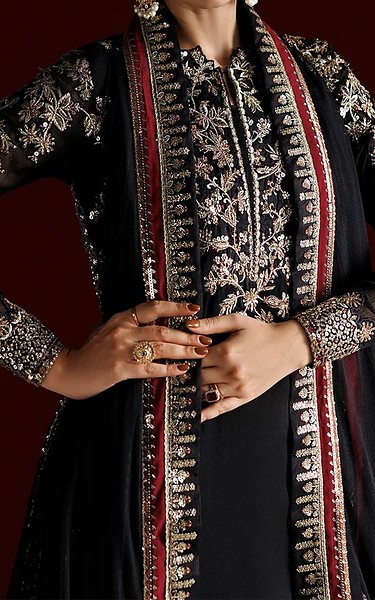 Iznik Black Chiffon Suit | Pakistani Embroidered Chiffon Dresses USA- Image 3