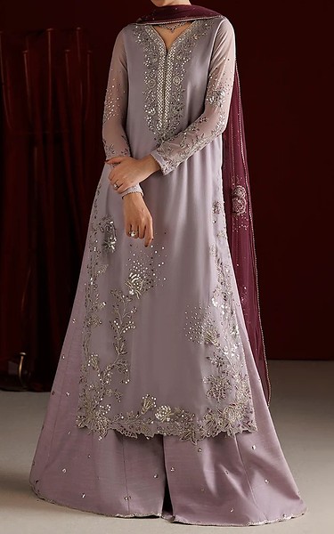 Iznik Lilac Chiffon Suit | Pakistani Embroidered Chiffon Dresses USA- Image 1