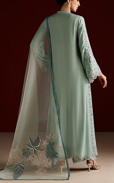 Iznik Light Turquoise Chiffon Suit | Pakistani Embroidered Chiffon Dresses USA- Image 3