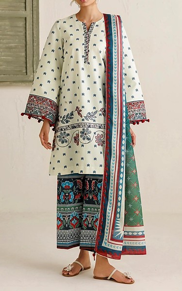 Jazmin Off White Lawn Suit | Pakistani Lawn Dress in USA- Image 1