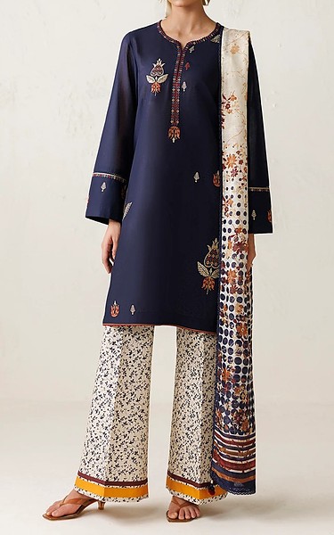 Jazmin Navy Blue Lawn Suit | Pakistani Lawn Dress in USA- Image 1