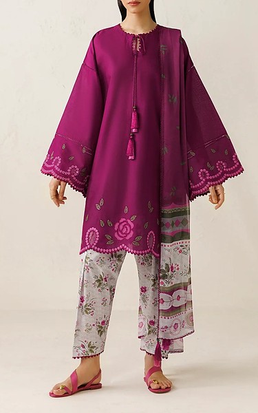 Jazmin Dark Raspberry Lawn Suit | Pakistani Lawn Dress in USA- Image 1