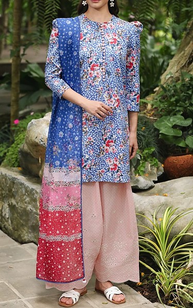 Jazmin Blue Lawn Suit | Pakistani Lawn Dress in USA- Image 1