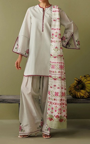 Jazmin Light Grey Lawn Suit | Pakistani Lawn Dress in USA- Image 1
