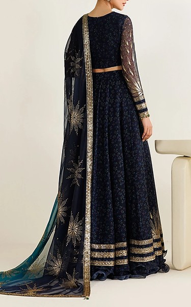 Jazmin Navy Blue Chiffon Suit | Pakistani Embroidered Chiffon Dresses USA- Image 2