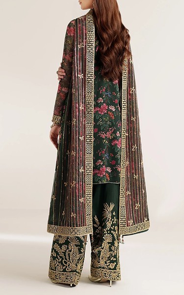 Jazmin Dark Green Chiffon Suit | Pakistani Embroidered Chiffon Dresses USA- Image 2