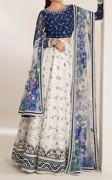 Jazmin Off White Chiffon Suit | Pakistani Embroidered Chiffon Dresses USA- Image 1