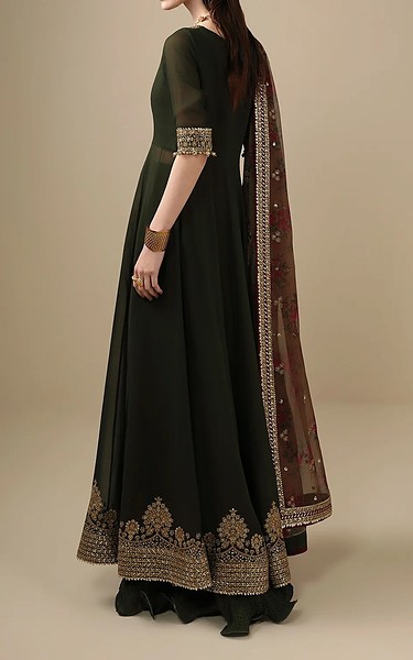 Jazmin Army Green Chiffon Suit | Pakistani Embroidered Chiffon Dresses USA- Image 3