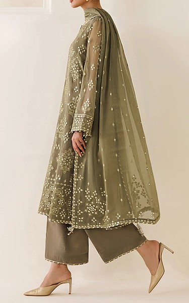 Jazmin Olive Green Chiffon Suit | Pakistani Embroidered Chiffon Dresses USA- Image 3