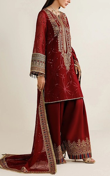 Jazmin Wine Red Chiffon Suit | Pakistani Embroidered Chiffon Dresses USA- Image 2