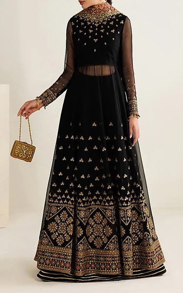Jazmin Black Chiffon Suit | Pakistani Embroidered Chiffon Dresses USA- Image 1