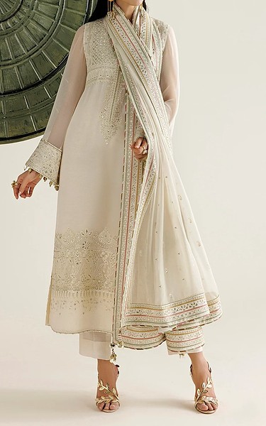 Jazmin Off White Chiffon Suit | Pakistani Embroidered Chiffon Dresses USA- Image 3