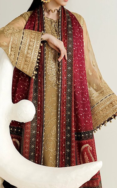 Jazmin Fawn Chiffon Suit | Pakistani Embroidered Chiffon Dresses USA- Image 2