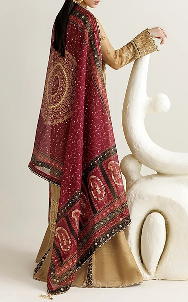 Jazmin Fawn Chiffon Suit | Pakistani Embroidered Chiffon Dresses USA- Image 3