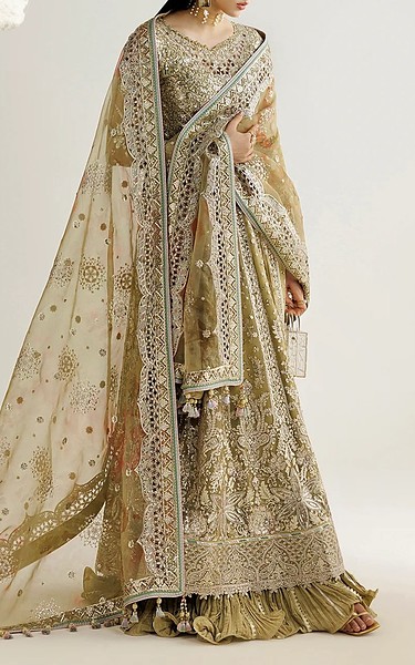 Jazmin Olive Chiffon Suit | Pakistani Embroidered Chiffon Dresses USA- Image 1