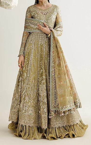 Jazmin Olive Chiffon Suit | Pakistani Embroidered Chiffon Dresses USA- Image 2
