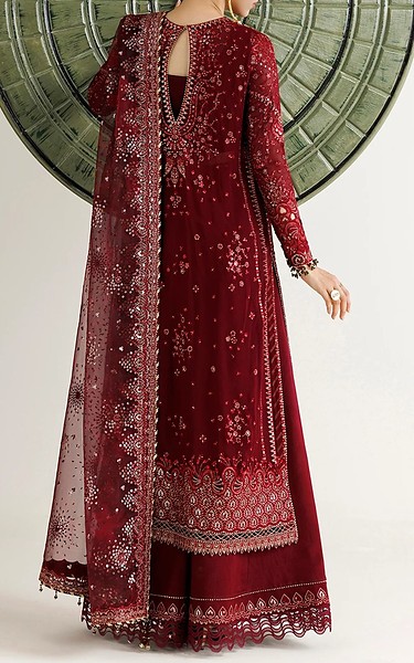 Jazmin Maroon Chiffon Suit | Pakistani Embroidered Chiffon Dresses USA- Image 3