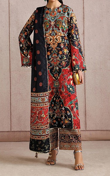 Jazmin Multicolor Raw Silk Suit | Pakistani Embroidered Chiffon Dresses USA- Image 3