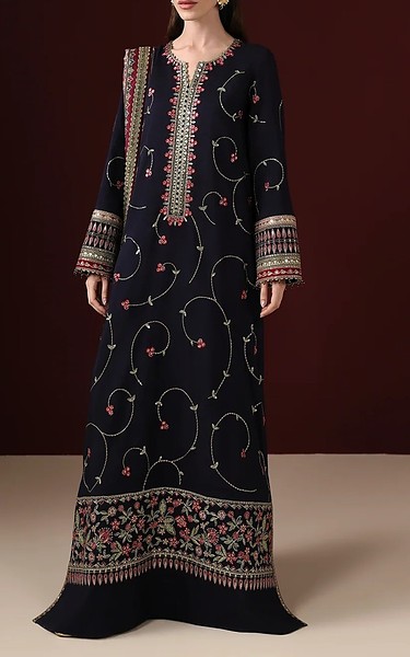 Jazmin Black Raw Silk Suit | Pakistani Embroidered Chiffon Dresses USA- Image 1