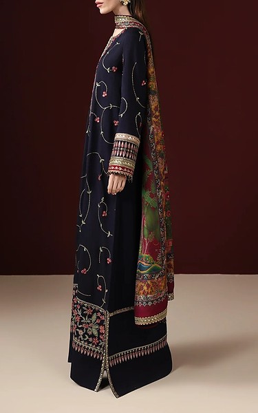 Jazmin Black Raw Silk Suit | Pakistani Embroidered Chiffon Dresses USA- Image 2