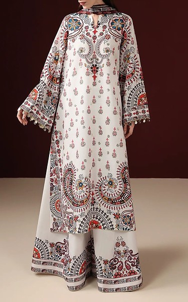 Jazmin Off-white Raw Silk Suit | Pakistani Embroidered Chiffon Dresses USA- Image 1