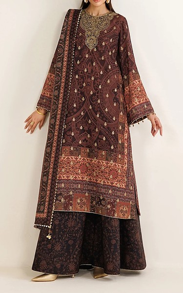 Jazmin Brown Silk Suit | Pakistani Embroidered Chiffon Dresses USA- Image 2