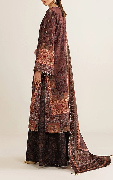 Jazmin Brown Silk Suit | Pakistani Embroidered Chiffon Dresses USA- Image 3